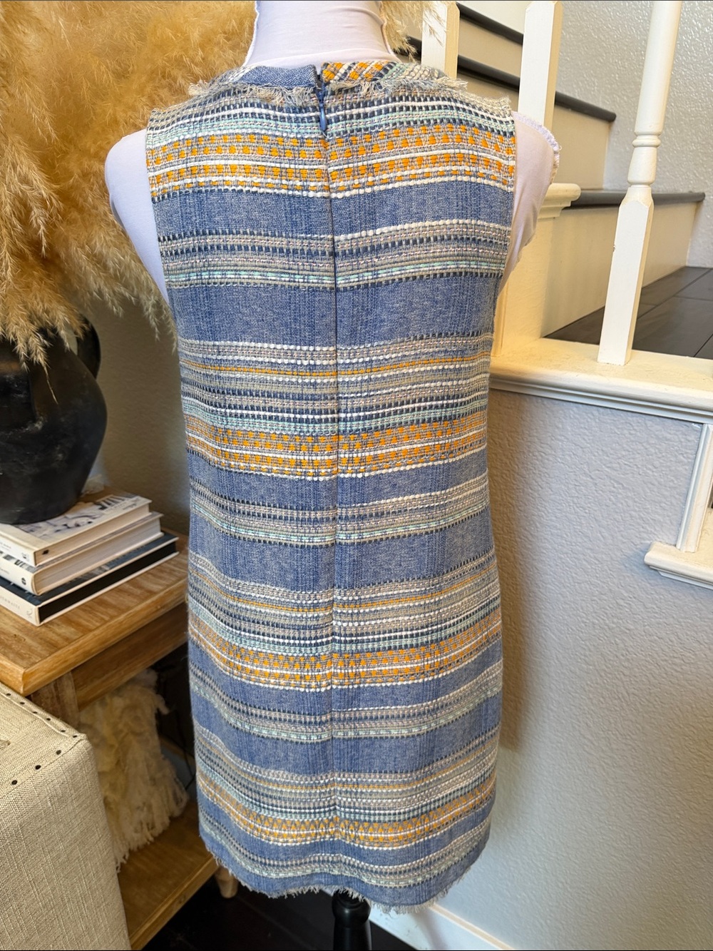 Anthropologie Akemi + Kin Sleeveless Shift Dress Blue Stripe Size 2 - Picture 5 of 8
